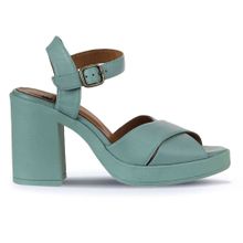 Bueno Shoes 01WY12301 Yeşil Açık Deri Topuklu Kadın Sandalet