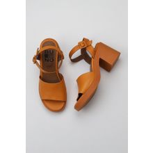 Bueno Shoes 01WY12502 Turuncu Deri Topuklu Kadın Sandalet