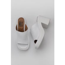 Bueno Shoes 01WY12702 Beyaz Deri Kadın Dolgu Topuklu Terlik