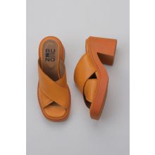 Bueno Shoes 01WY12703 Turuncu Deri Kadın Dolgu Topuklu Terlik