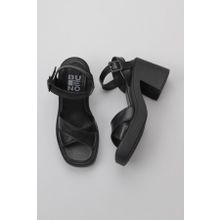 Bueno Shoes 01WY12704 Siyah Turuncu Deri Kadın Dolgu Topuklu Ayakkabı