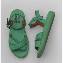Bueno Shoes 01WY2301 Yeşil Koyu Deri Kadın Düz Sandalet