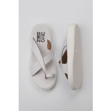 Bueno Shoes 01WY2308 Beyaz Kırık Deri Kadın Parmak Arası Terlik
