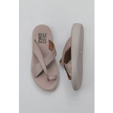 Bueno Shoes 01WY2308 Gri Deri Kadın Parmak Arası Terlik