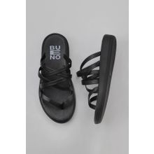 Bueno Shoes 01WY2317 Siyah Deri Kadın Parmak Arası Terlik