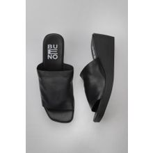 Bueno Shoes 01WY2404 Siyah Deri Kadın Dolgu Topuklu Terlik