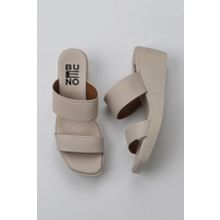 Bueno Shoes 01WY2409 Krem Deri Kadın Dolgu Topuklu Terlik