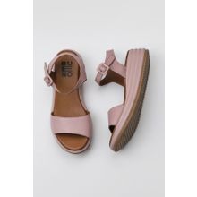 Bueno Shoes 01WY5700 Gül Kurusu Deri Kadın Dolgu Topuklu Sandalet