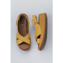 Bueno Shoes 01WY5701 Sarı Deri Kadın Dolgu Topuklu Sandalet