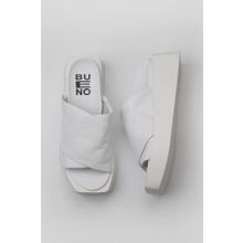 Bueno Shoes 01WY5906 Beyaz Deri Kadın Dolgu Topuklu Terlik
