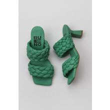 Bueno Shoes 01WY6804 Yeşil Koyu Deri Kadın Topuklu Terlik