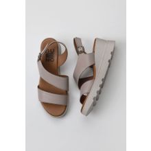 Bueno Shoes 01WY8602 Gri Deri Kadın Dolgu Topuklu Sandalet