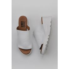 Bueno Shoes 01WY8605 Beyaz Deri Kadın Dolgu Topuklu Terlik