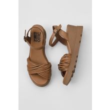 Bueno Shoes 01WY8609 Taba Taba Deri Dolgu Kadın Topuklu Sandalet