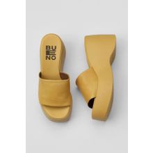 Bueno Shoes 01WY9000 Sarı Deri Kadın Dolgu Topuklu Terlik