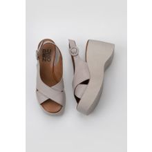 Bueno Shoes 01WY9007 Gri Deri Kadın Dolgu Topuklu Sandalet