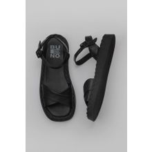 Bueno Shoes 01WY9102 Siyah Deri Kadın Düz Sandalet