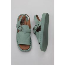 Bueno Shoes 01WY9103 Yeşil Açık Deri Kadın Düz Sandalet
