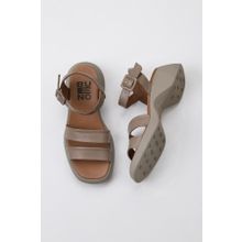 Bueno Shoes 01WY9302 Gri Deri Kadın Dolgu Topuklu Sandalet