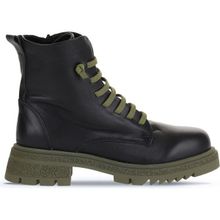 Bueno Shoes 01WZ1420 Siyah Haki Deri Kadın Topuklu Bot