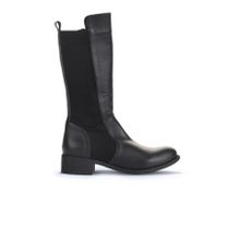 Bueno Shoes 01WZ7406 Siyah Deri Streç Kadın Düz Çizme