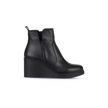 Bueno Shoes 01WZ8301 Siyah Deri Kadın Dolgu Topuklu Bot