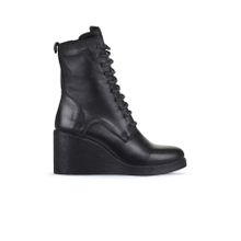 Bueno Shoes 01WZ8303 Siyah Deri Kadın Dolgu Topuklu Bot