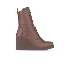 Bueno Shoes 01WZ8303 Vizon Koyu Deri Kadın Dolgu Topuklu Bot