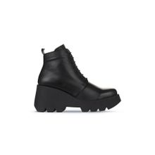 Bueno Shoes 01WZ8402 Siyah Deri Kadın Dolgu Topuklu Bot