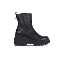 Bueno Shoes 01WZ8404 Siyah Deri Kadın Dolgu Topuklu Bot