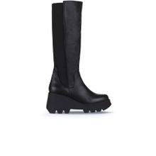Bueno Shoes 01WZ8405 Siyah Deri Kadın Dolgu Topuklu Çizme