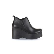 Bueno Shoes 01WZ8603 Siyah Deri Dolgu Topuklu Kadın Bot