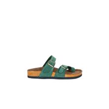Bueno Shoes 05MT102 Yeşil Nubuk Deri Parmak Arası Erkek Terlik