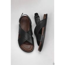 Bueno Shoes 11S23261 Siyah Deri Erkek Sandalet