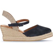 Bueno Shoes 14WS7205 Lacivert Süet Kadın Dolgu Topuklu Sandalet