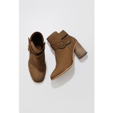 Bueno Shoes Nubuk Taba Kadın Topuklu Bot