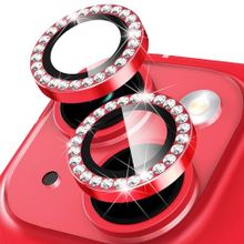 Buff iPhone 14 / 14 Plus Uyumlu Diamond Series Taşlı Kırmızı Kamera Lens Koruyucu