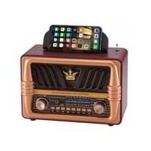 Buffer® Büyük Boy Telefon Tutma Saplı Retro Ahşap Tasarım Bluetooth Hoparlörlü Radyo – Fm/am Destekli, Şarjlı ve Taşınabilir Radyo NS-8077