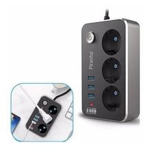 Buffer Isıya Dayanıklı Termal Akım Korumalı 2 10A 2500W 3 Priz ve 3 Usb 2.1A Uzatma Kablosu