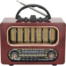 Buffer® Orta Boy Retro Ahşap Tasarım Bluetooth Hoparlörlü Radyo – Fm/am Destekli, Şarjlı ve Taşınabiliri Radyo NS-6636 - Kahverengi