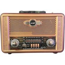 Buffer® Retro, Nostaljik, Ahşap Tasarım Bluetooth Hoparlörlü, Şarjlı, Taşınabilir Otantik Tasarımlı Fm/am Destekli Radyo NS8098 - Kahverengi