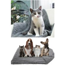 Bundera Peluş Evcil Kedi Minderi Yuvası Evi Kulübesi Matı Örtüsü 60x90 cm Gri Kedi Köpek Yatağı Battaniyesi