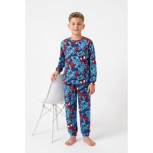 Bunny Hopp %100 Pamuk Interlok Kumaş Erkek Çocuk Pijama Takımı Mavi Kırmızı Çizgi Serüven Desenli Penye - 4 - 5 Yaş
