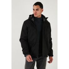 Buratti 497HECTOR - Siyah Regular Fit Çıkarılabilir Kapüşonlu Astarlı Erkek Mont