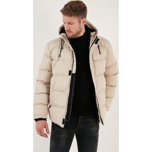 Buratti 5711050 Fermuarlı Cepli Slim Fit Kapüşonlu Taş Erkek Şişme Mont