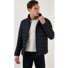 Buratti 649002 Dik Yaka Fermuarlı Cepli Slim Fit Lacivert Erkek Şişme Mont