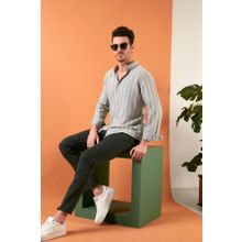 Buratti CF21S112480 Pamuklu Çizgili Düğmeli Yaka Gömlek Erkek Gömlek