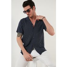 Buratti CF21S114293 Kısa Kollu Apaş Yaka Desenli Beyaz Siyah Erkek Gömlek