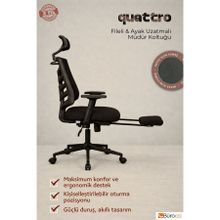Bürocci Quattro Fileli Siyah Müdür Koltuğu