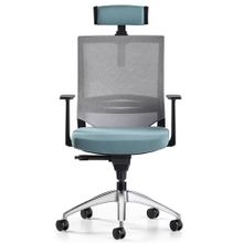 Bürotime Cozy Başlıklı Sabit T Kol Alüminyum Ayak Gri/Mint Yeşili Çalışma Koltuğu